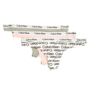 NWT Calvin Klein 3 pack Carousel thong panties L white logo gray pink cotton